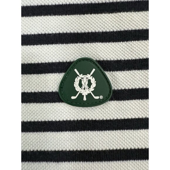 Brooks Brothers Mens St Andrews Golf Links Polo Shirt Size XL Navy White Striped - Picture 7 of 15